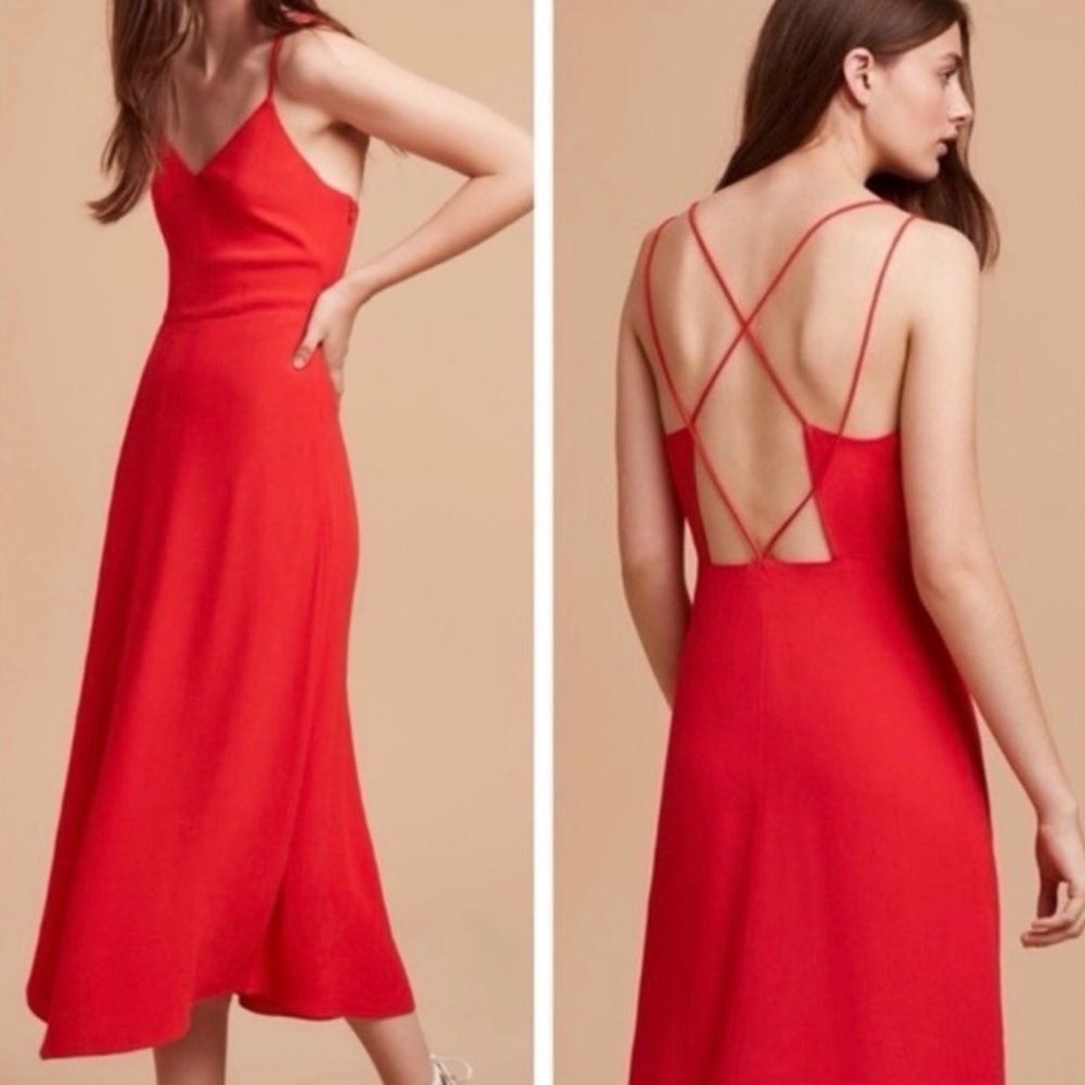 NWOT Wilfred x Aritzia Bold Flame Scarlett Angelique Midi Dress Size Extra Small